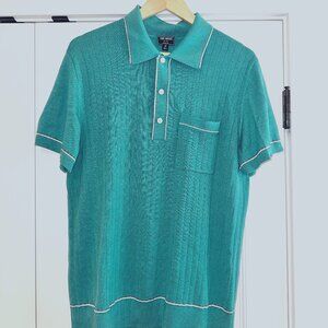 Todd Snyder Cotton Silk Tipped Riviera Sweater Polo in Aqua